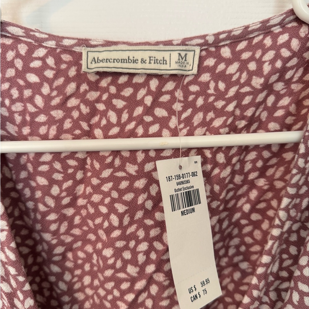 Abercrombie & Fitch Mauve Patterned Midi Wrap Dress - Picture 2 of 4